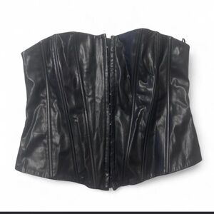 Zara Black Faux Leather Corset Top